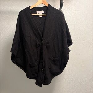 Design History Pure Cashmere Poncho Sweater women’s size XS Black 100% cashmere